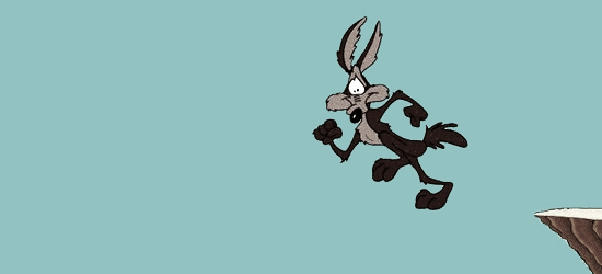Cartoon image of Wile E Coyote about to fall.